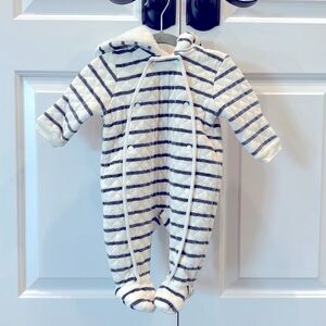 NORDSTROM HOODED BUNTING, Size: 3 Months, Color: Ivory & Grey Stripe
